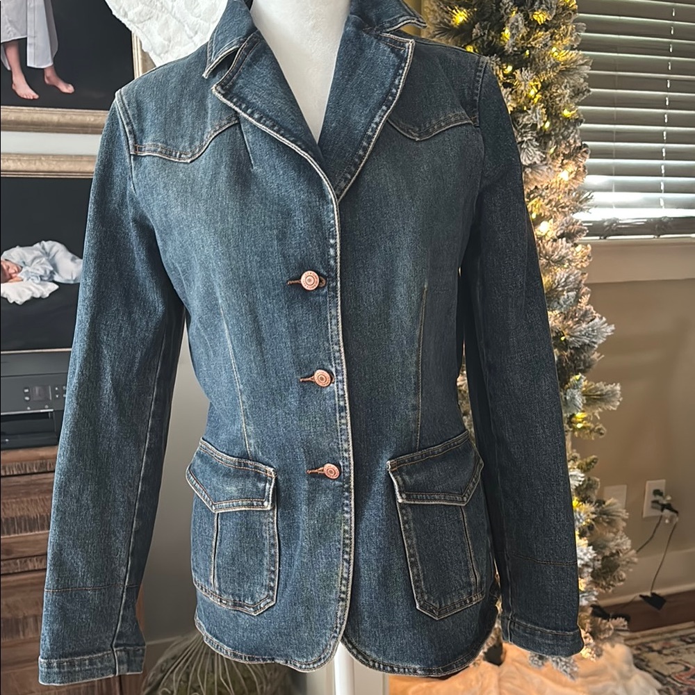 Denim Jacket with Button Detail